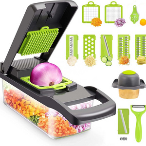 12 In 1 Kitchen Multifunction Hand Operated Mandoline Vegetable Slicer,Safe Manual Salad Food Onion Vegetable Cutter Chopper