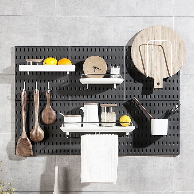 Black Pegboard Wall Organizer Display,Peg Board Hooks Accessories Pegboard Bins Organizer For Garage