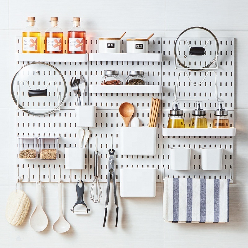 Black Pegboard Wall Organizer Display,Peg Board Hooks Accessories Pegboard Bins Organizer For Garage