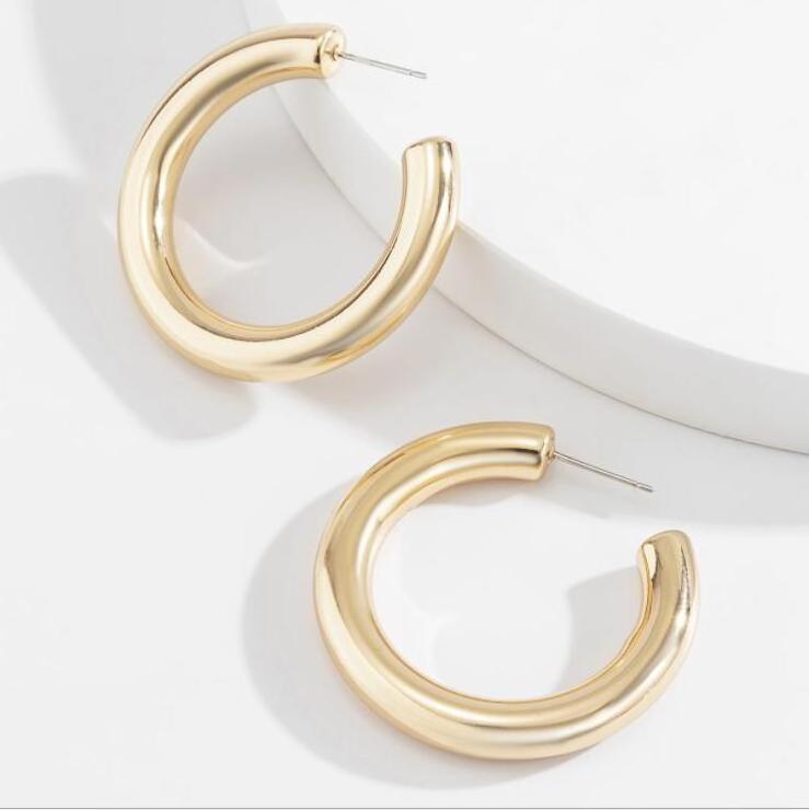 2021 Fashion CCB Plastic Geometric Round Circle Hoop Earrings Punk Small Loop Earrings for Women Girls Party Jewelry Gift