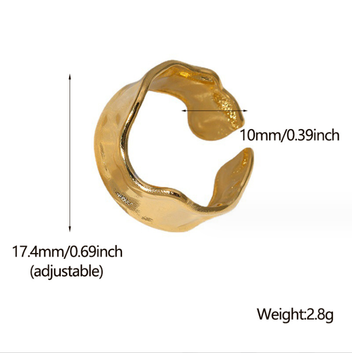 Irregular opening stainless steel ring for women