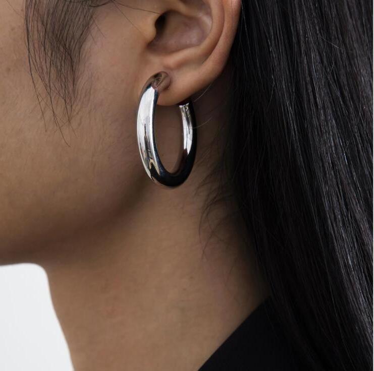 2021 Fashion CCB Plastic Geometric Round Circle Hoop Earrings Punk Small Loop Earrings for Women Girls Party Jewelry Gift