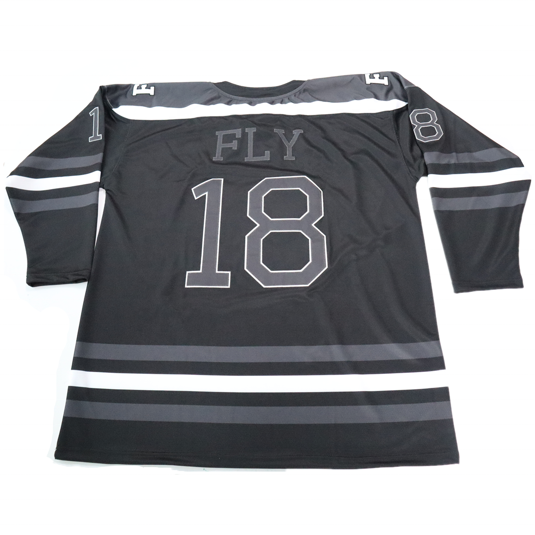 Black white striped man funny hockey jerseys with tackle twill player name and number