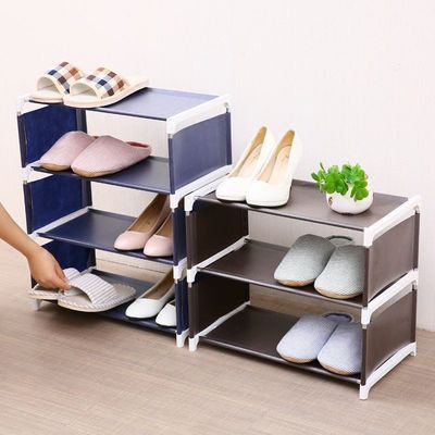 Shoe Rack With Dustproof Non-Woven Fabric Cover Splicing Assembly Shoes Shelf Storage Organizer