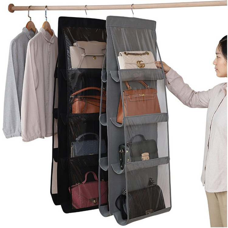 Hanging Handbag Organizer For Wardrobe Closet Transparent Storage Bag Handbag Organizer Home Storage & Organization