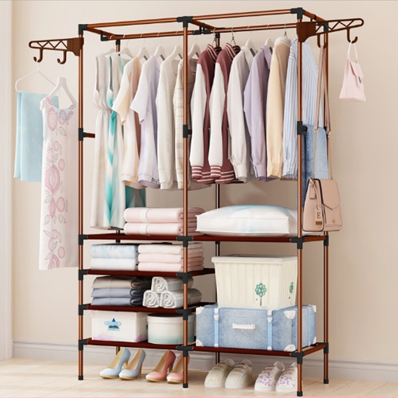 Clothing Garment Rack Double-row Large Wardrobe Storage Shelf Home Clothes Drying Hanger Bedroom Clothing Rack