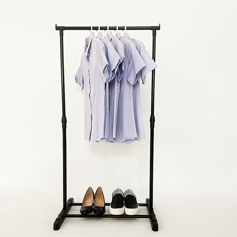 Expandable Iron  Clothes Hanging Rack Metal  Standing Clothes Hanger Rack Stand With Shoe Shelf Singe Pole Clothesrack