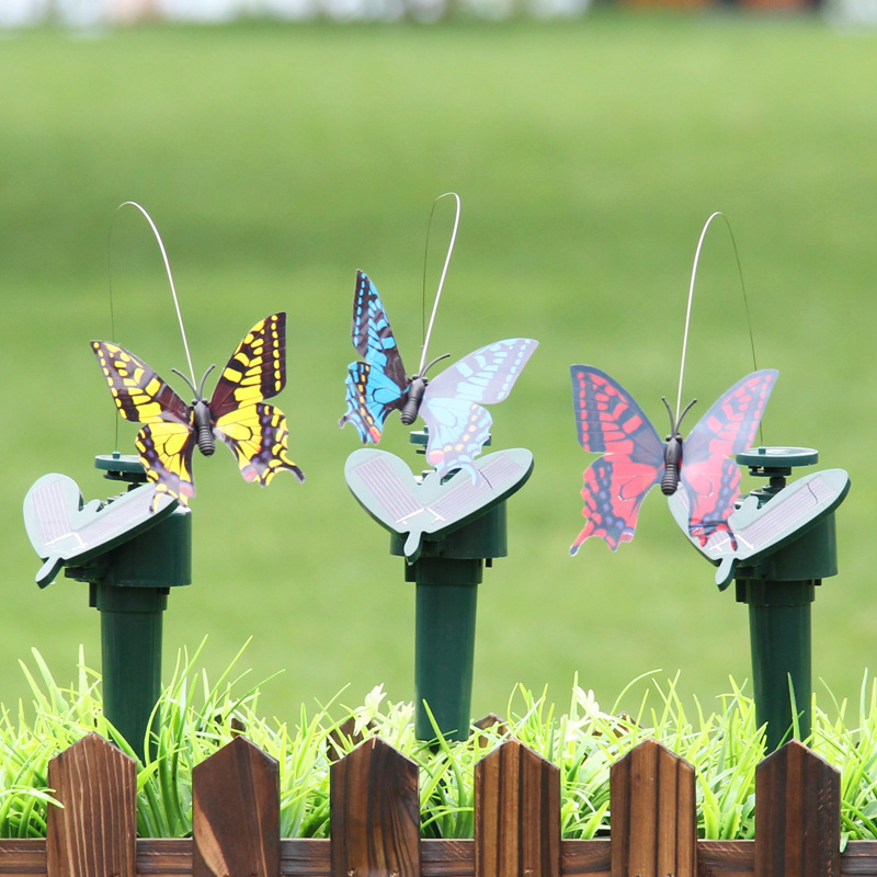 Solar/Battery Powered Flying Fluttering Hummingbird Bird Butterfly for Garden Yard Plants Flowers Patio Landscape Outside Decor