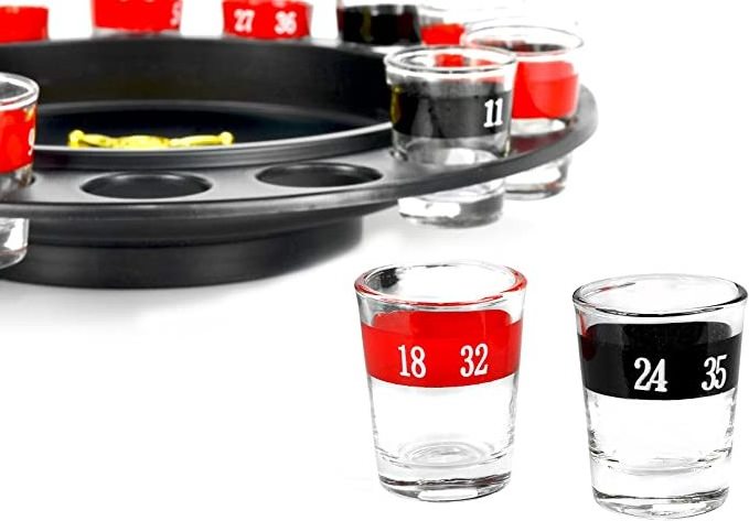 16 Shot Glass Roulette Machine For Drinking, Drinking Party Roulette Wheel Game Set