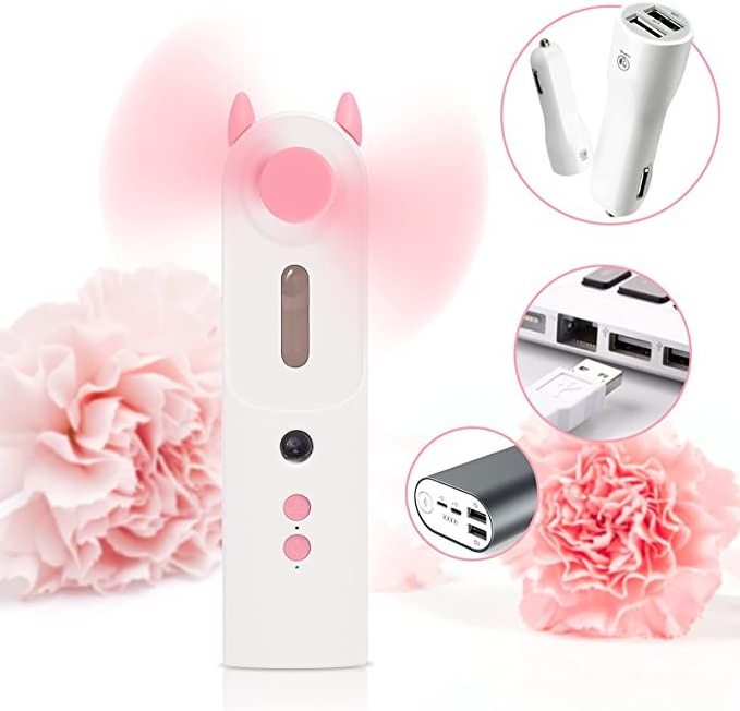 Mini Portable Outdoor Pocket Fan 2 In 1 Water Spray Mist Fan Usb Rechargeable Handheld Nano Mist Facial Sprayer