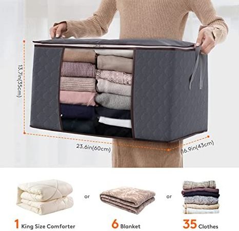 Clothes Storage Bag Organizer  Foldable Blanket Storage Bags Storage Containers for Organizing Bedroom Closet Clothing Comforter