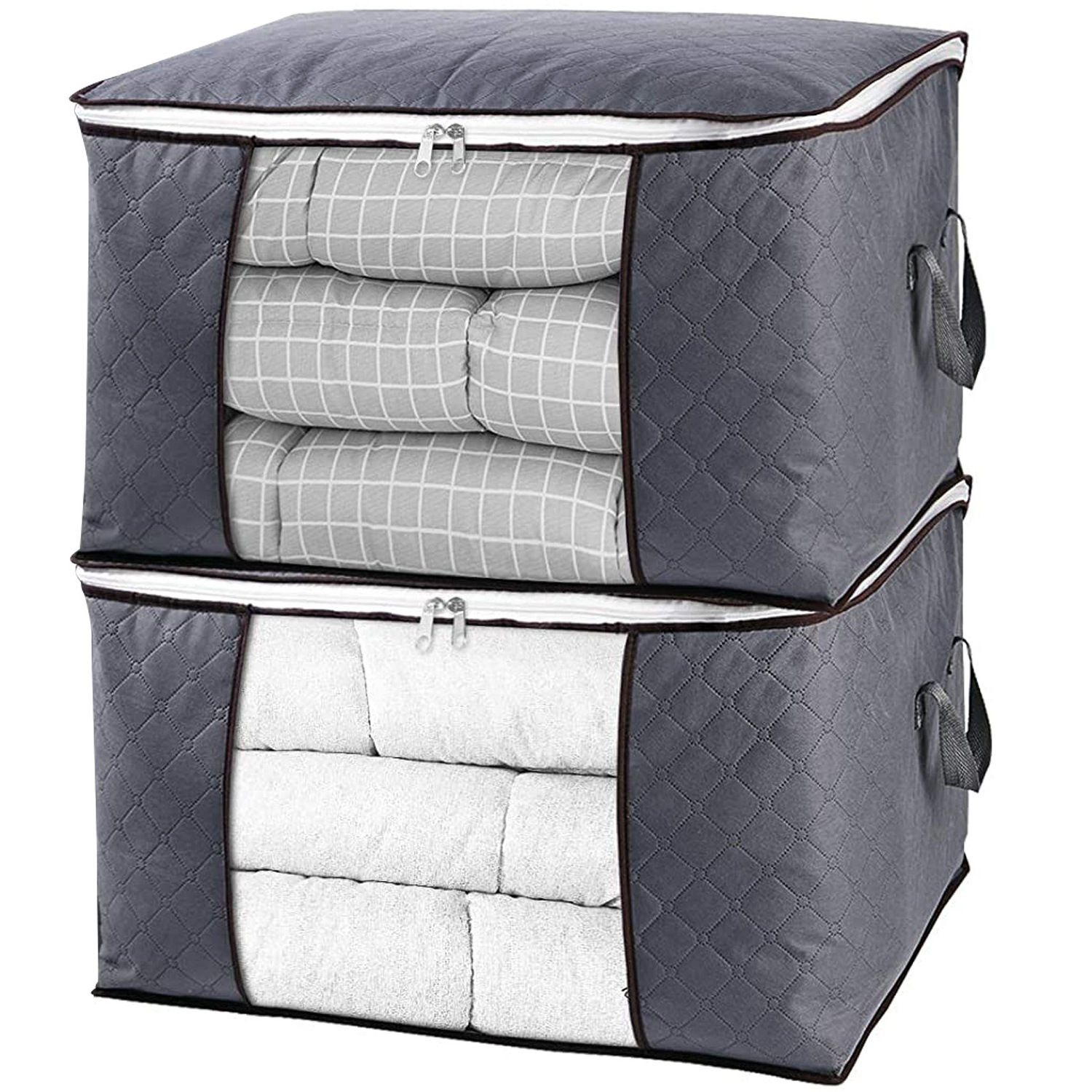 Clothes Storage Bag Organizer  Foldable Blanket Storage Bags Storage Containers for Organizing Bedroom Closet Clothing Comforter