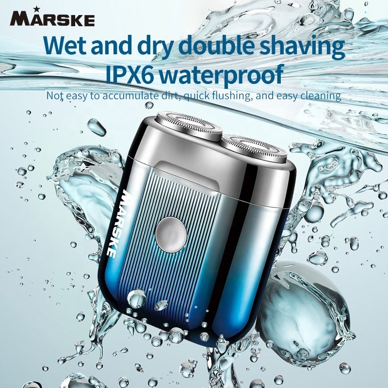 MARSKE Mini USB Electric Rechargeable Men Razor Shaver For Travelling  IPX6 Waterproof 3D Floating Head Machine  Face Care set