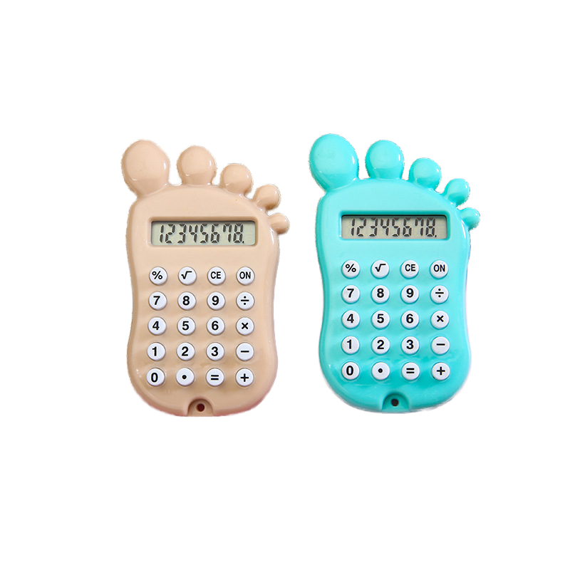 Small And Cute Foot Calculator Silicone Button Portable Calculator  8-digit Display Calculator For Learning