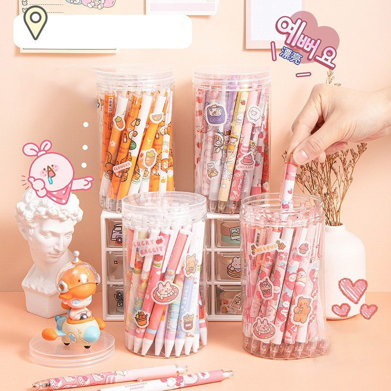 Spot Wholesale 0.5mm Creative Cute Cartoon Press Neutral Pen High Level Mixed Student Stationery Black Ink Pen