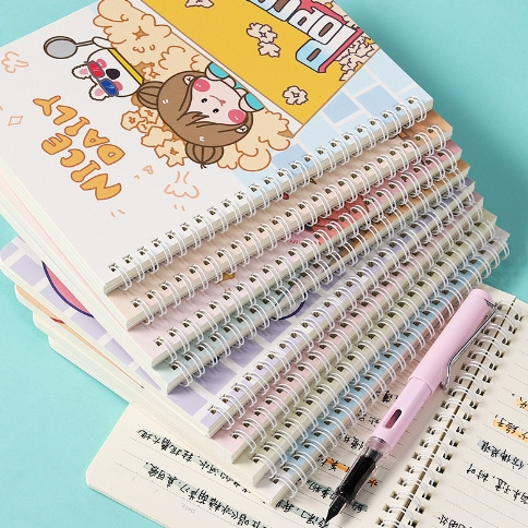 A5 cartoon thick coil notebook with loose leaf, cute Korean version student small fresh side scrolling spiral notebook