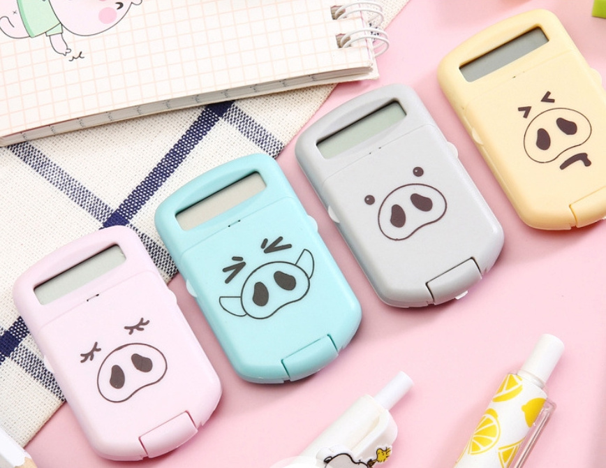 Convenient And Portable Mini Calculator Cute And Compact Expression Pig Calculator Student Silicone Button Gift