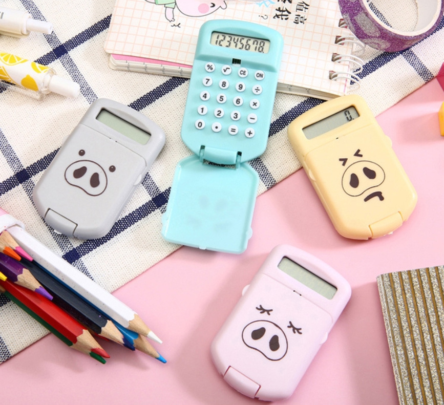 Convenient And Portable Mini Calculator Cute And Compact Expression Pig Calculator Student Silicone Button Gift