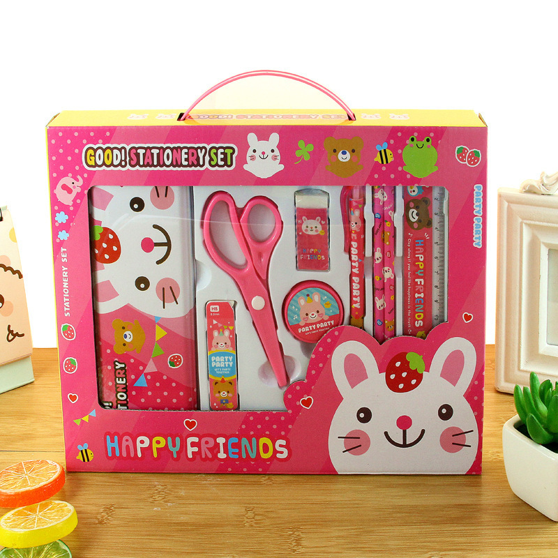 Factory Direct Sales Gift Box Stationery Set Tinplate Pencil Box Stationery Children Learning Gifts School Gifts Wholesale