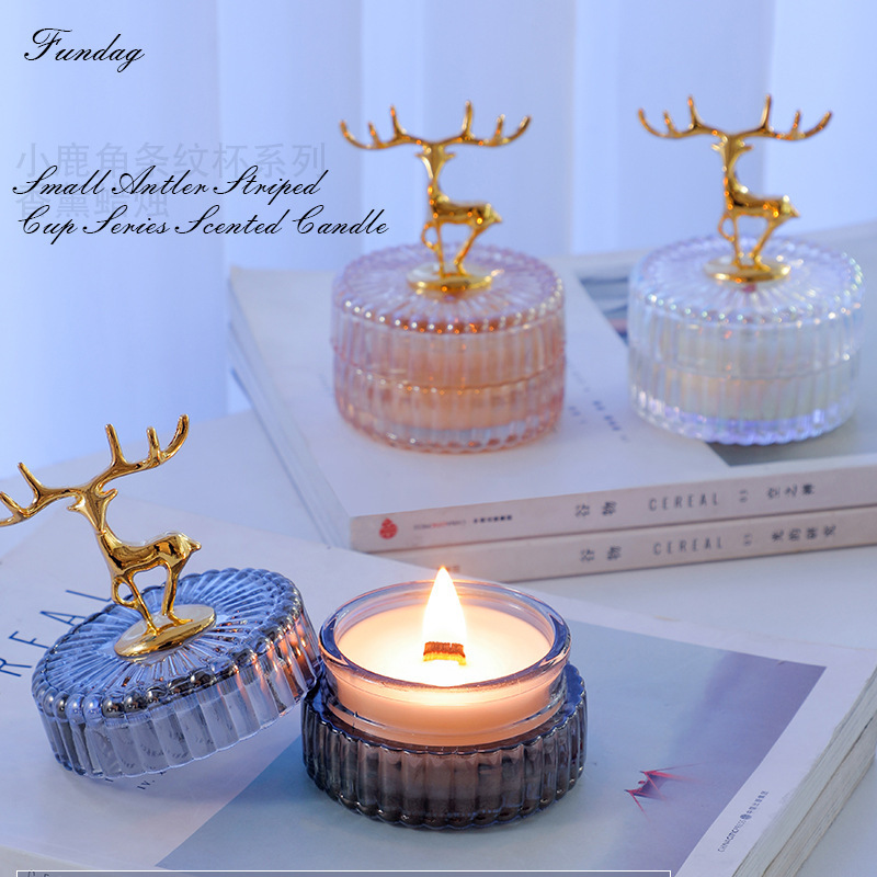 Deer candle glass jars colored with lids scented aromatherapy candle cylinder Floating Candles Holders Water