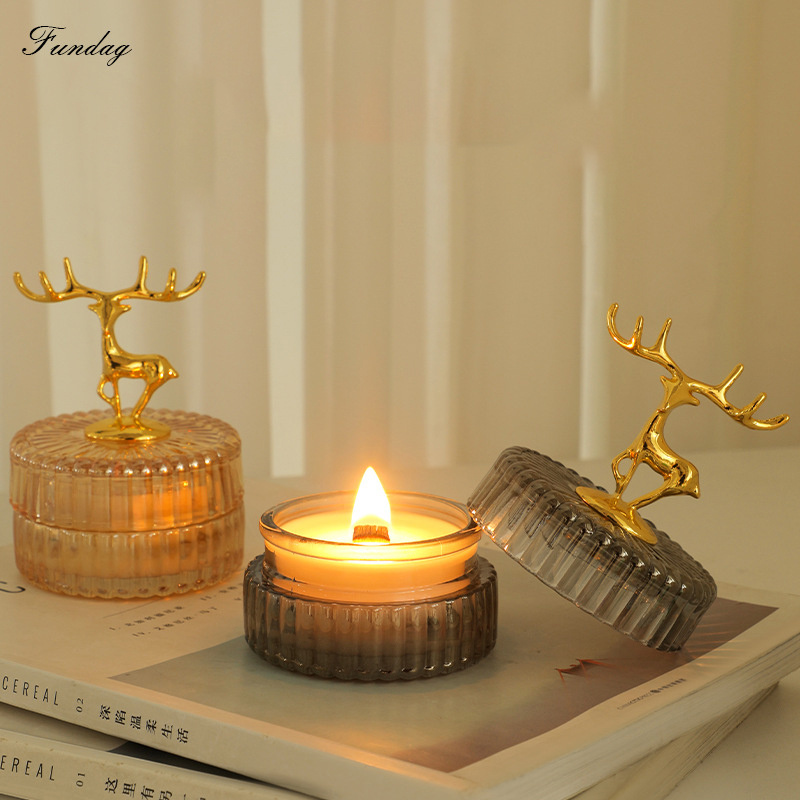 Deer candle glass jars colored with lids scented aromatherapy candle cylinder Floating Candles Holders Water