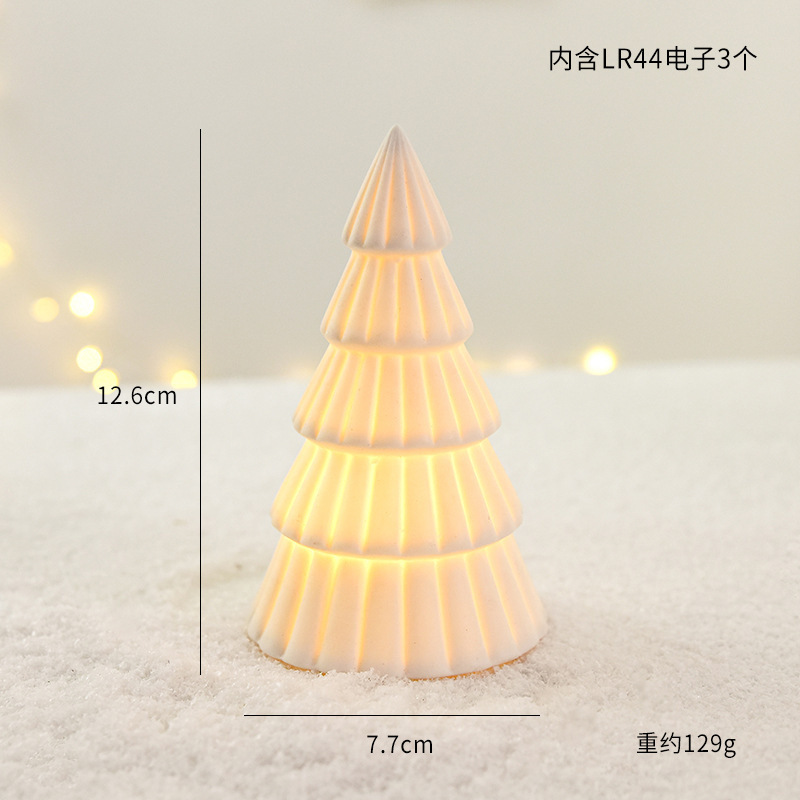 Wholesale Creative Ceramic Mini House Tree Snowman Tabletop baubles glow Christmas gifts 2024 Home Decor