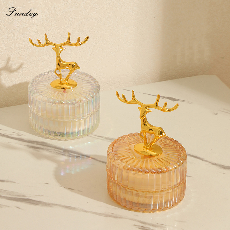 Deer candle glass jars colored with lids scented aromatherapy candle cylinder Floating Candles Holders Water