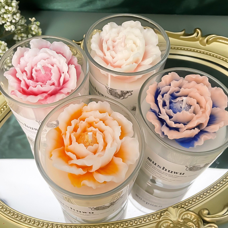 2024 New Hot Popular Scented Candles Glass Bottle pack Rose Candle Wedding Festival Gift Home Decoration Rose Scented Candle