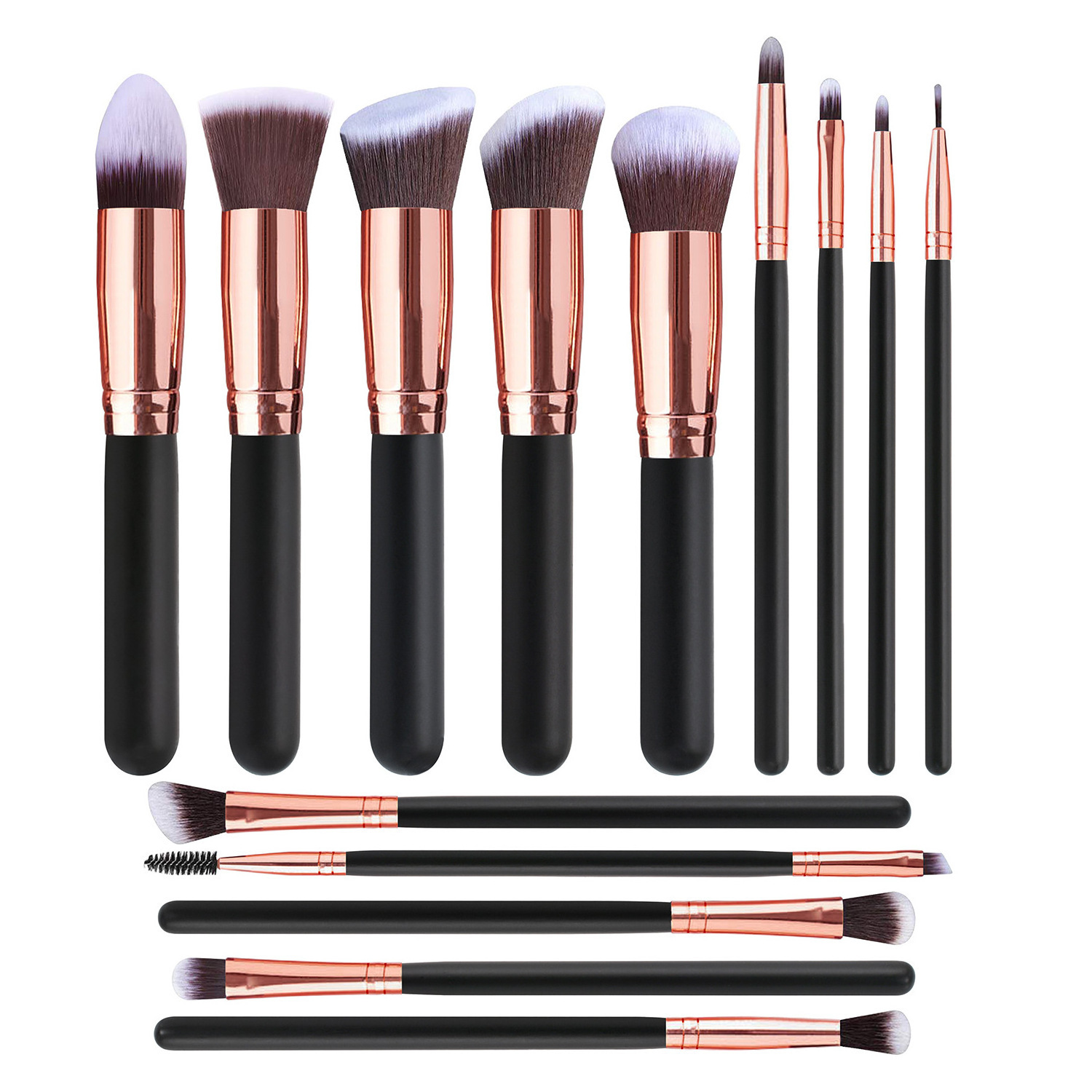 hot sale 14 matte vegan natural cosmetics  rose gold makeup brushes  beauty tools foundation brush set