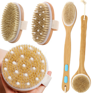 Eco-Friendly Wooden Back Bathing Brush Long Handle Microfiber Shower Body Cleaning Smooth Bath Brush