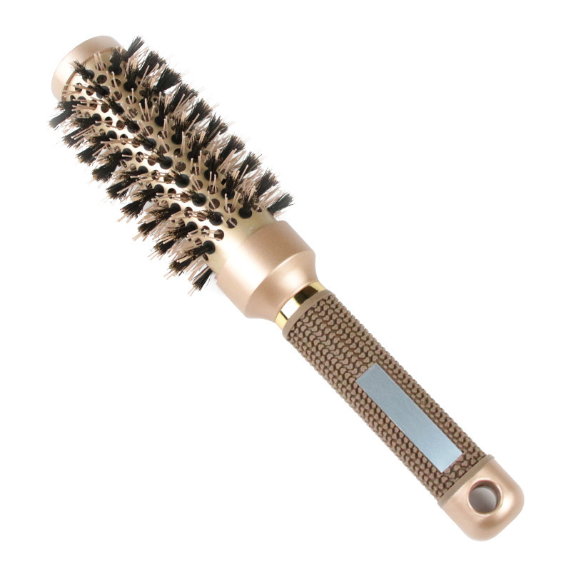 Hot Selling Golden Aluminum Tube Comb Nano Ceramic Bristle Cylinder Curling Comb Mane Fluffy Hair Styling Comb