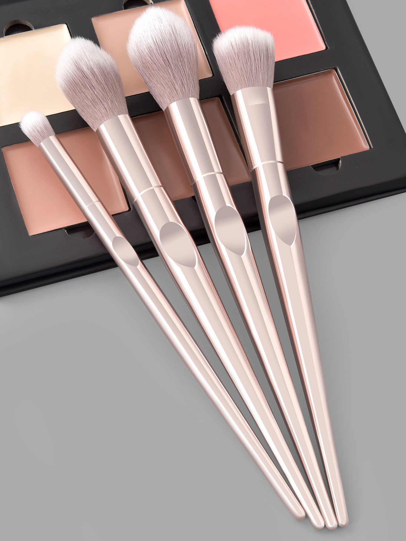 4PCS Champagne Handle Makeup Brush Kits Women Foundation Make up Brush Beauty Tools Set for Lip Eye Liner Shader