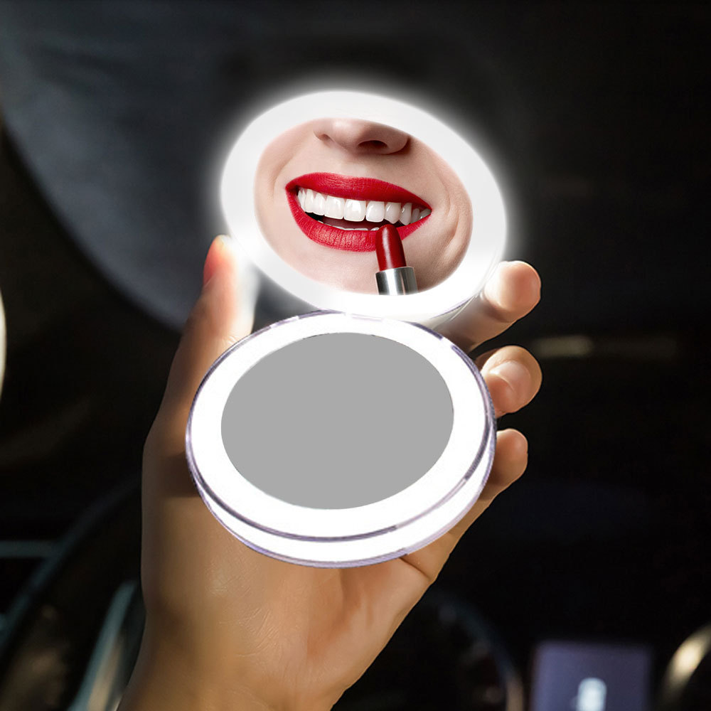 1X/3X Magnifying Pocket Portable Travel Foldable Cosmetic Vanity Mirrors Gifts Compact Led Makeup Mirror With Light for Women