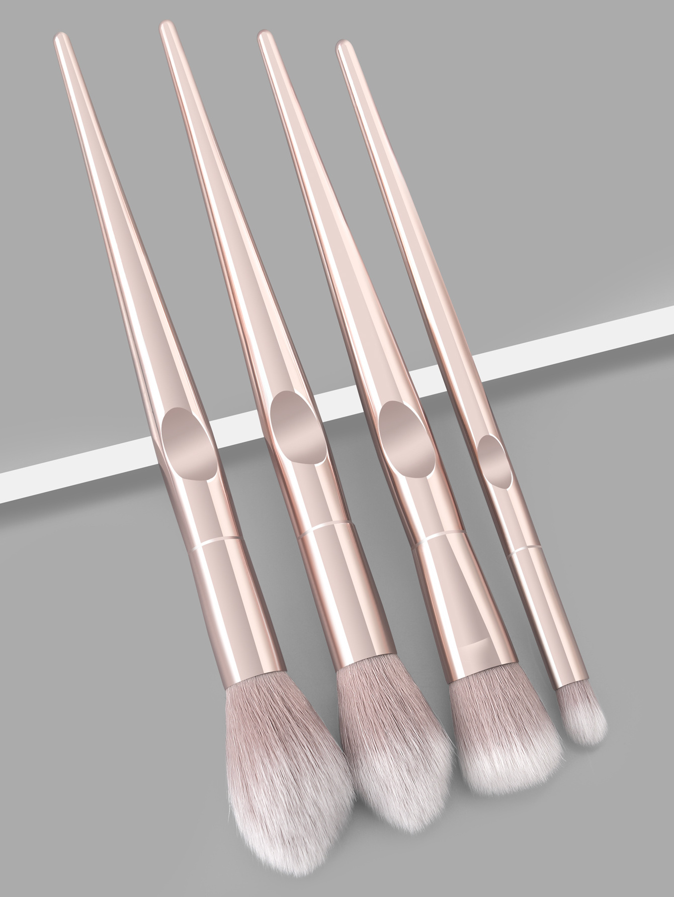 4PCS Champagne Handle Makeup Brush Kits Women Foundation Make up Brush Beauty Tools Set for Lip Eye Liner Shader