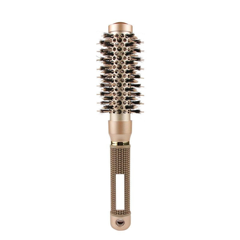 Hot Selling Golden Aluminum Tube Comb Nano Ceramic Bristle Cylinder Curling Comb Mane Fluffy Hair Styling Comb