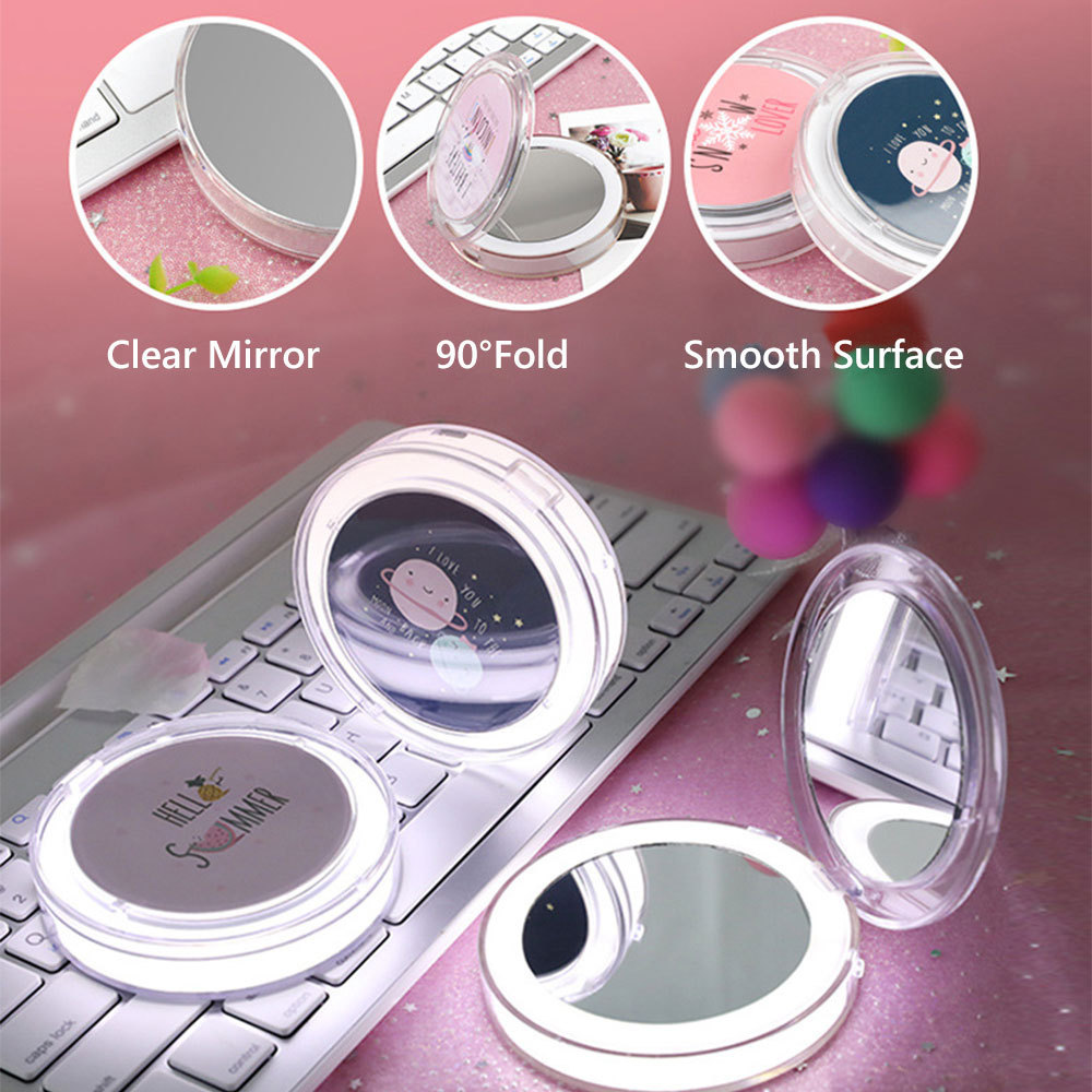 1X/3X Magnifying Pocket Portable Travel Foldable Cosmetic Vanity Mirrors Gifts Compact Led Makeup Mirror With Light for Women