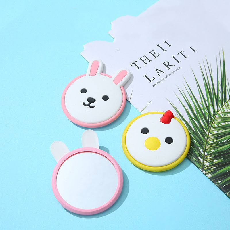 YUE New Wholesale Cartoon Silicone Makeup Mirror Portable Makeup Mirror Cute Silicone Single Side Mini Portable Mirror