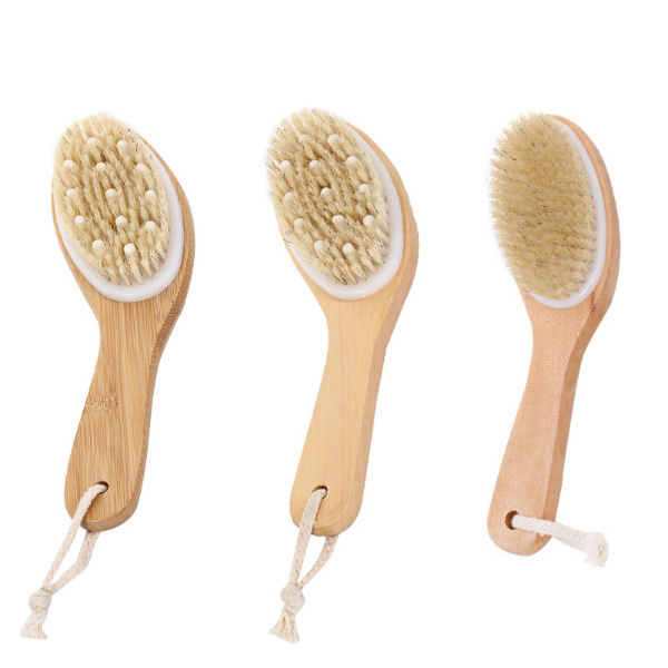 Eco-Friendly Wooden Back Bathing Brush Long Handle Microfiber Shower Body Cleaning Smooth Bath Brush