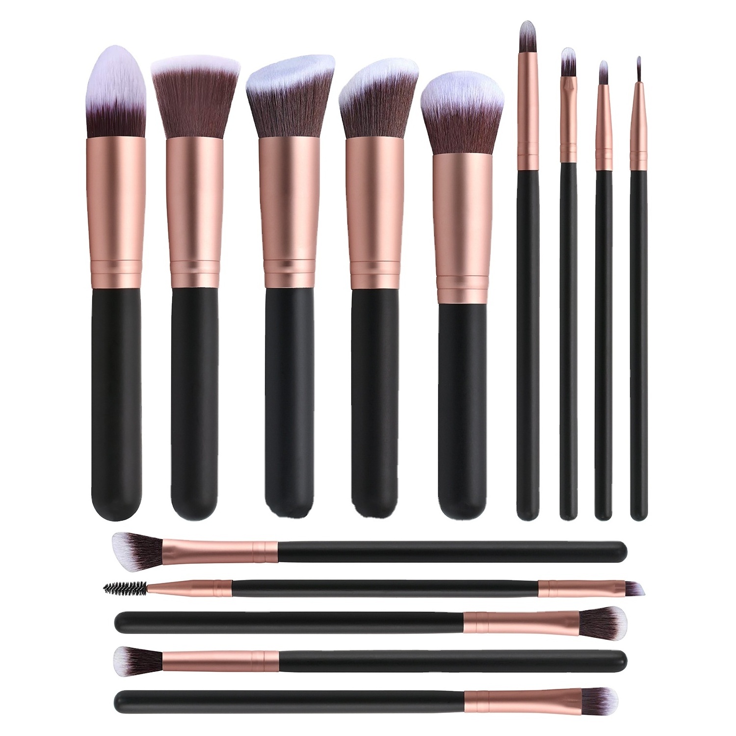 hot sale 14 matte vegan natural cosmetics  rose gold makeup brushes  beauty tools foundation brush set