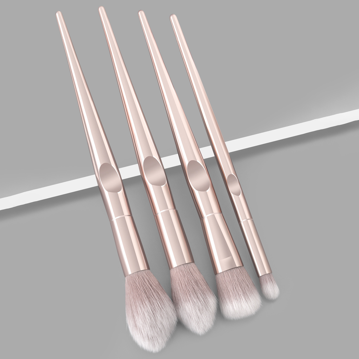 4PCS Champagne Handle Makeup Brush Kits Women Foundation Make up Brush Beauty Tools Set for Lip Eye Liner Shader