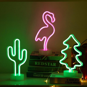 Led Modeling Lights Ins Desktop Neon Flamingo Coconut Tree Room Decoration Dual Use battery USB Small Night Lights