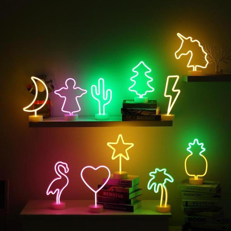 Led Modeling Lights Ins Desktop Neon Flamingo Coconut Tree Room Decoration Dual Use battery USB Small Night Lights