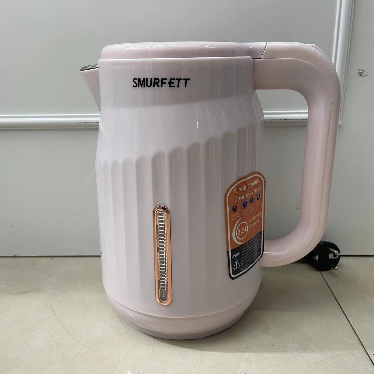 SMURFETT 2224  Household electric  kettle 2.5L capacity kettle British plug European plug stainless steel plastic kettle