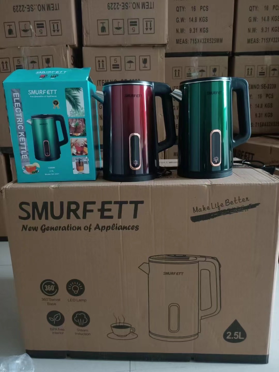 SMURFETT  Home Appliance Kitchen Stainless Steel domestic large-capacity automatic power-off Kettle