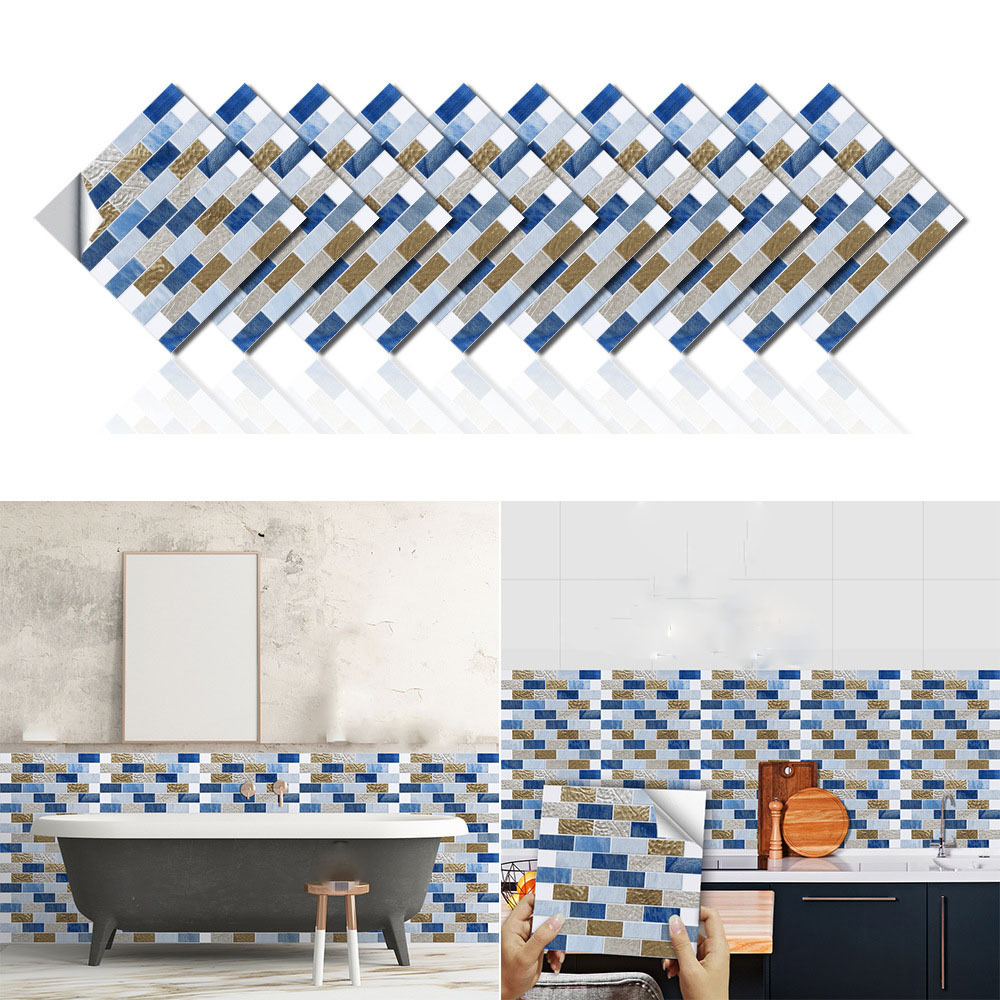 Tile Sticker Waterproof Bathroom Kitchen Wall Sticker Self-adhesive Mosaic Marble Backsplash Wall Sticker Decoration