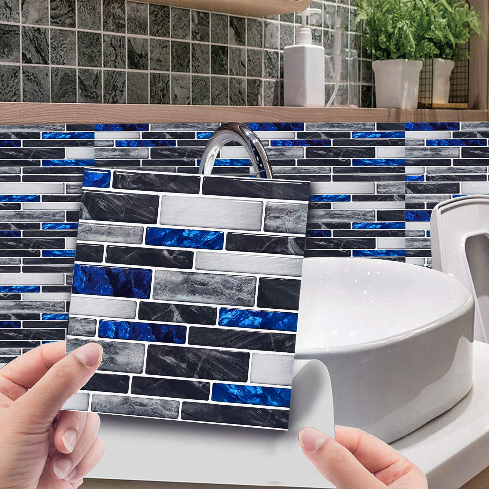 Tile Sticker Waterproof Bathroom Kitchen Wall Sticker Self-adhesive Mosaic Marble Backsplash Wall Sticker Decoration