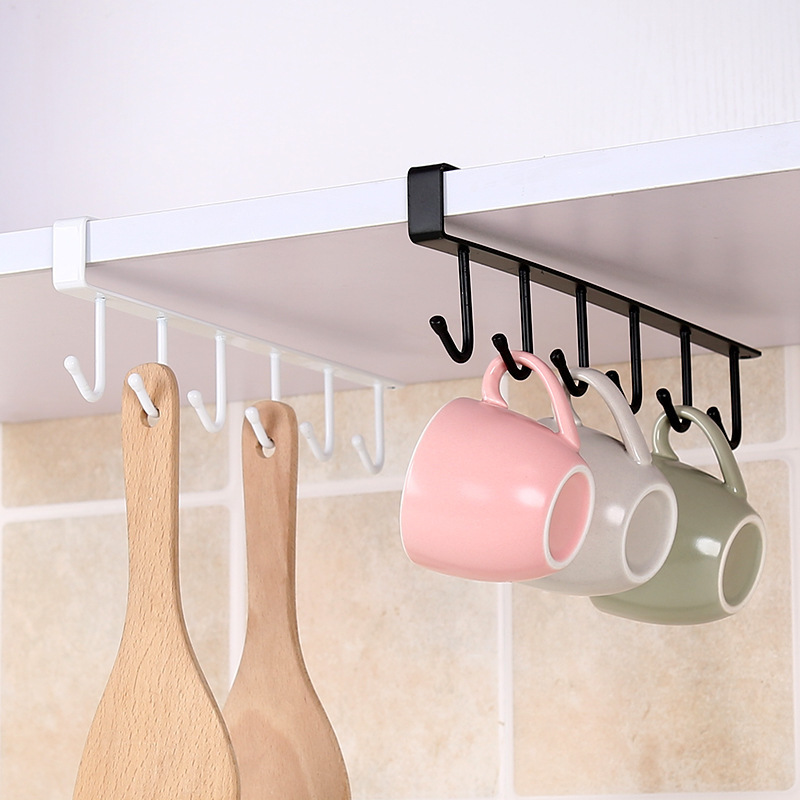 Black Decorative Metal Hook Bathroom Living Room Wardrobe Wall 1 to 6 Towel Clothes Hook Door Hanger for Bags Cups