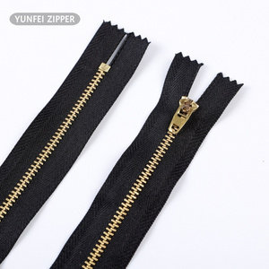 Customizable 3# 5# 7# Metal Copper Zipper with YG Slider Auto-lock Druable Closed-end Zipper for Jeans