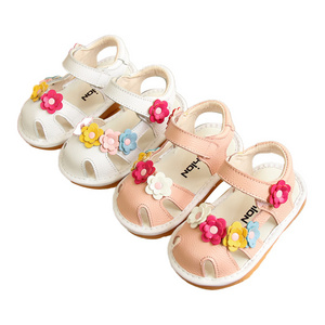 Baby sandals Soft soled toddler shoes for baby girls 1-2 flower anti-kick non-slip shoes