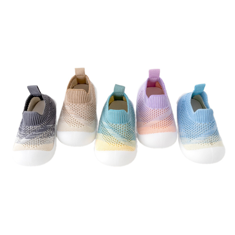 New Arrival Factory Fashion Rubber Soles Kids Shoes Socks Cotton Warm Non-slip Woven Baby Boy Girl Toddlers Flying Woven Shoes